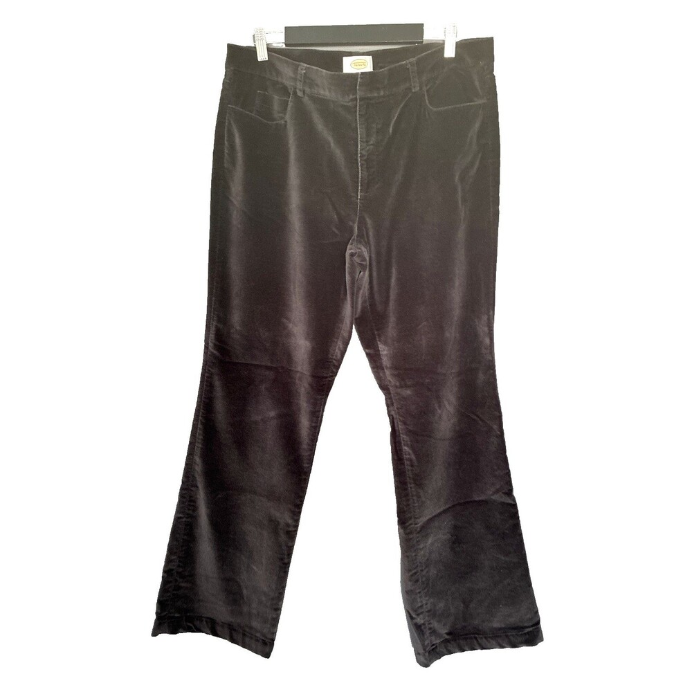 Talbots Velvet High Rise Pants VTG Size 16 Black Straight Leg Victorian Holiday